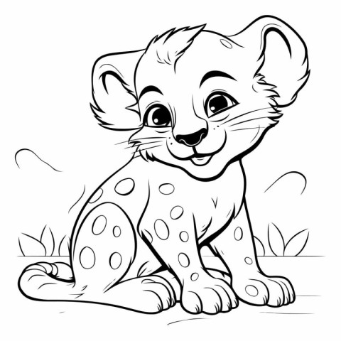 Cheetah - Black and White Cartoon Illustration. Coloring Book