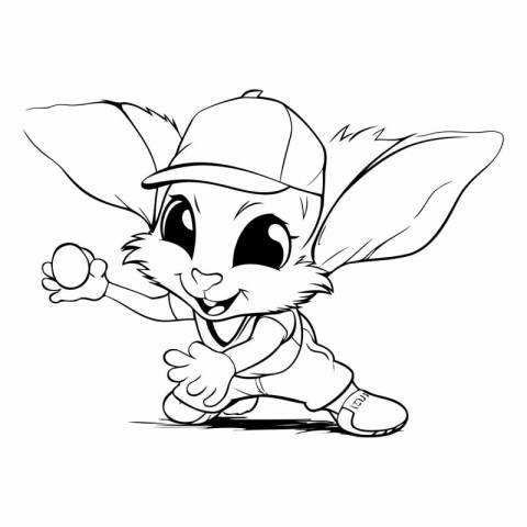 Rabbit Baseball Player - Coloring book for children.