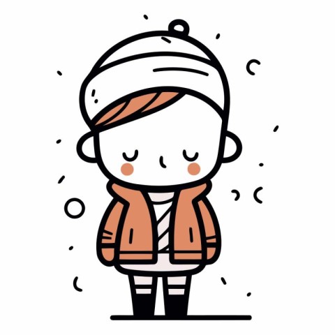 Illustration of a Cute Kid Boy Wearing Winter Clothes