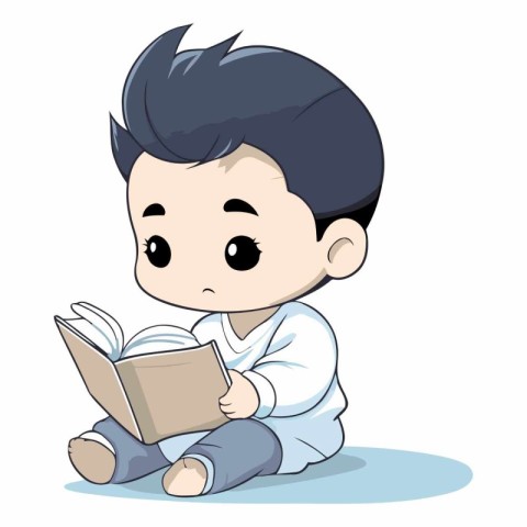 cute little boy reading a book. eps10