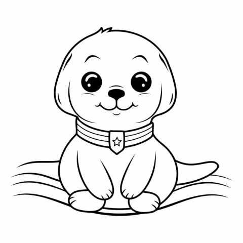 Cute cartoon dog. Black and white vector illustration for colori