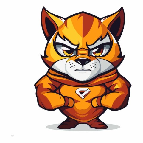 Illustration of a Cute Cartoon Tiger in a Superhero Costume