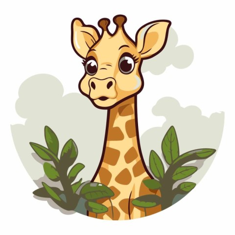 Cute giraffe in cartoon style of animal.