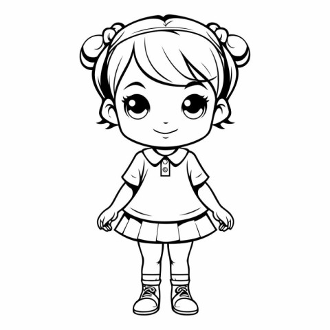 Cute little girl cartoon vector illustration graphic design vect