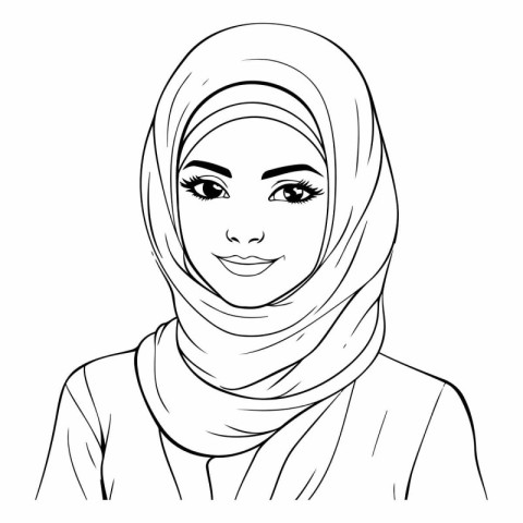 Portrait of beautiful young muslim woman in hijab.