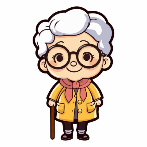 Cute Cartoon Grandmother Mascot Character