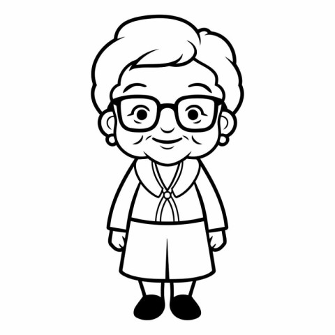 cute grandmother with glasses cartoon vector illustration graphi