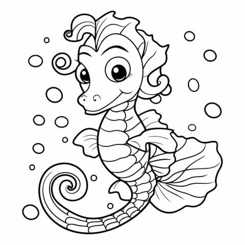 Coloring book for children: cute seahorse