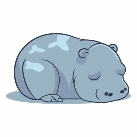 Hippopotamus sleeping icon in cartoon style on a white backgroun