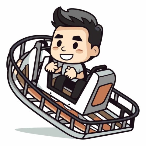 Man sliding on a roller coaster - Vector Character Cartoon Illus