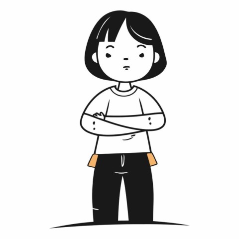 Cartoon character of a girl with crossed arms.