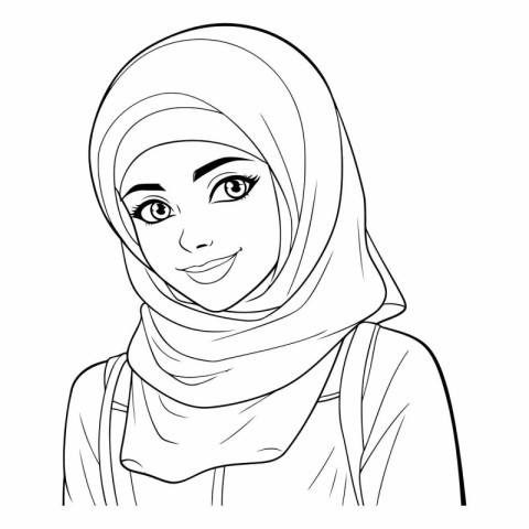 Hijab woman in black and white colors.