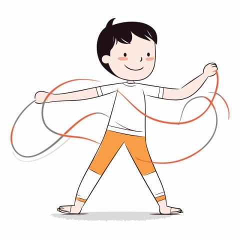 Illustration of a little boy jumping with a skipping rope - vect