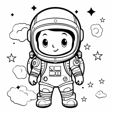 Vector illustration of Cute cartoon astronaut in space suit. Bla