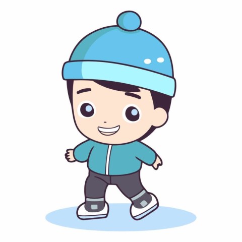 cute little boy skating on ice. clip art