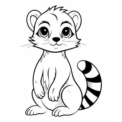 Cute cartoon raccoon isolated on white background.