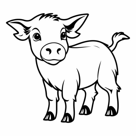 Vector illustration of a cartoon pig on a white background. Farm