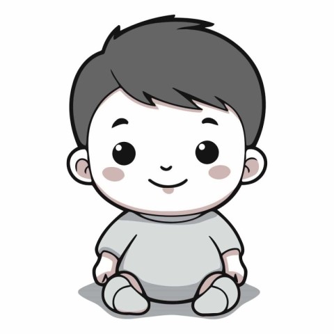 cute little boy cartoon on white background. eps10