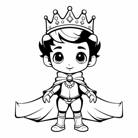 Superhero Boy Black And White Cartoon Mascot Character Illustrat