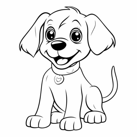 Cartoon Illustration of Cute Puppy Animal Character for Coloring