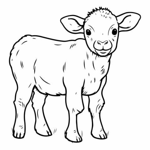 Black and White Cartoon Illustration of Sheep Farm Animal for Co