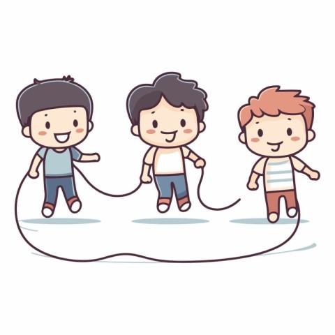 cute boys jumping rope cartoon vector illustration graphic desig