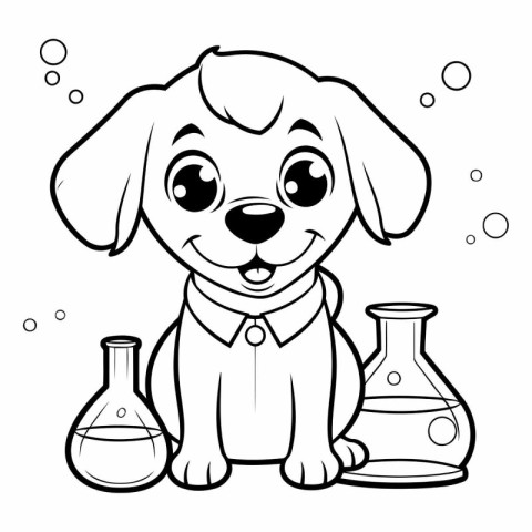 Black and White Cartoon Illustration of Cute Puppy Dog Animal Ch