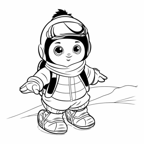 Cute boy in a helmet and a ski suit.