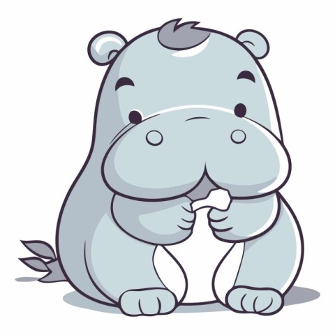 Hippo cartoon isolated on a white background.