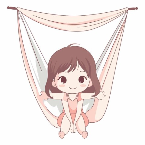 cute little girl relaxing in hammock isolated icon vector illust