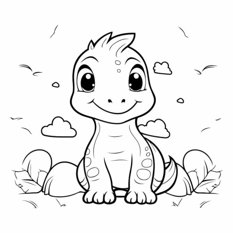 Illustration of a Cute Little Baby Animal - Coloring Book