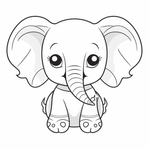 Coloring book for children. Elephant on a white background