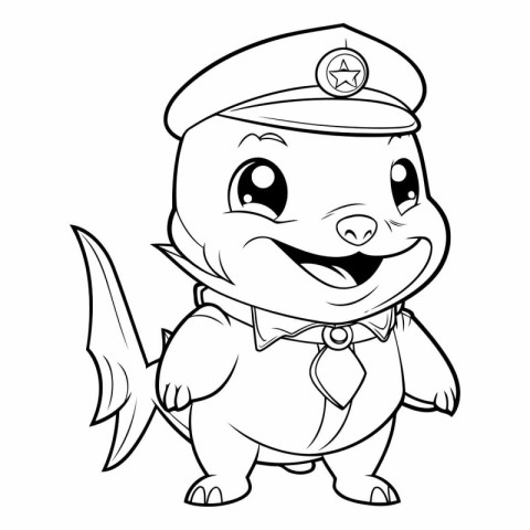 Illustration of a Cartoon Fish Policeman Mascot Character Colori