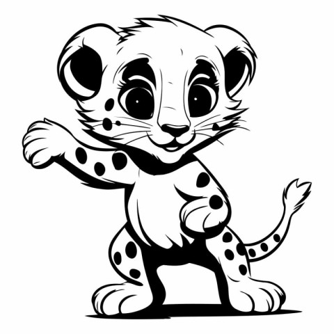 Cute cartoon leopard on a white background.