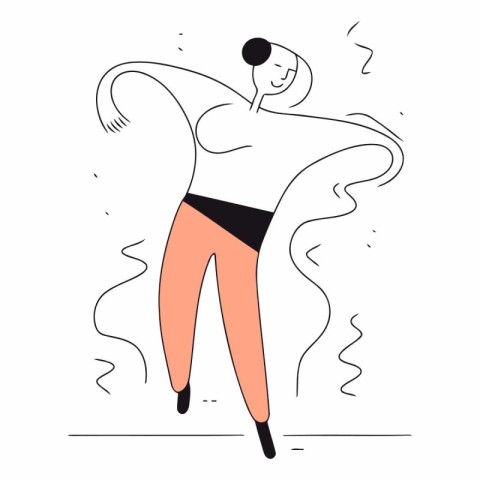 Vector illustration of dancing man. Flat line art design of danc