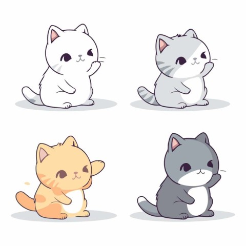 set of cute cats in different poses. eps10