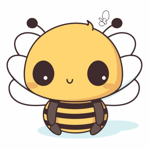 Cute bee cartoon vector illustration. Sweet honey bee. Cute cart