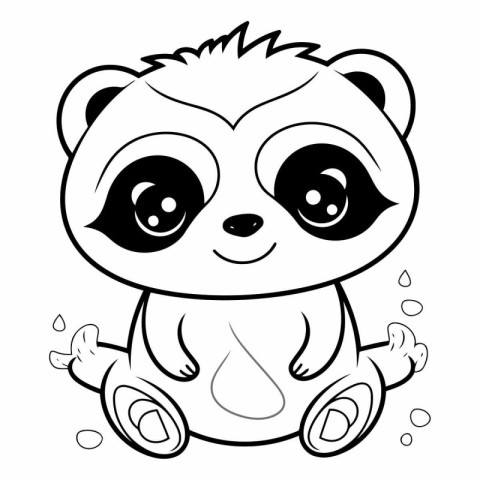 Cute panda. Black and white vector illustration for coloring boo