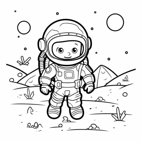 Coloring book for children: astronaut in space.