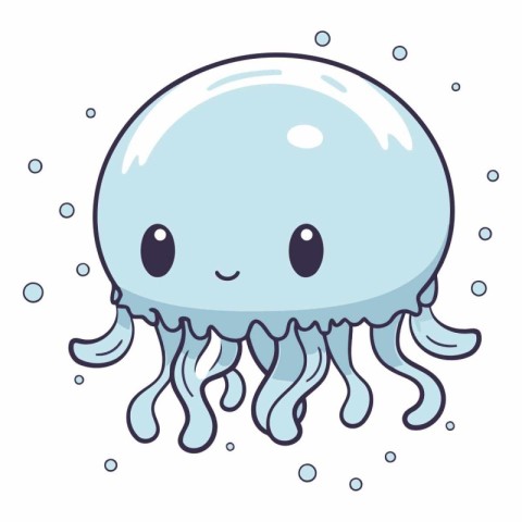 cute jellyfish kawaii character vector illustration designicon.