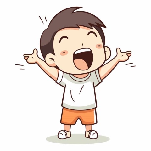 Boy Shouting - Colorful Cartoon IllustrationÃ¯Â»Â¿