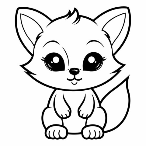 Cute Cartoon Fox - Coloring book for children