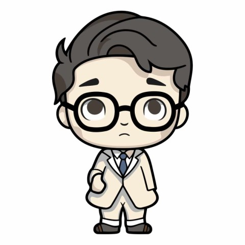 Cute School Boy Wearing Glasses - Vector Cartoon Illustration