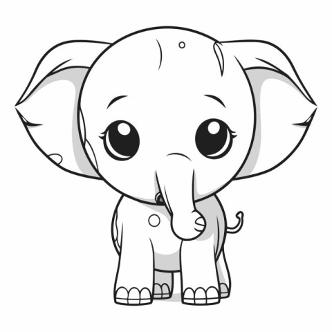 Cute baby elephant isolated on white background. Vector cartoon