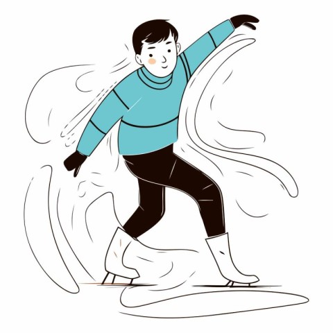 Vector illustration of a boy in winter clothes jumping on a snow