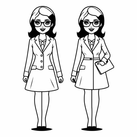 businesswomen avatar cartoon character with glasses and briefcas