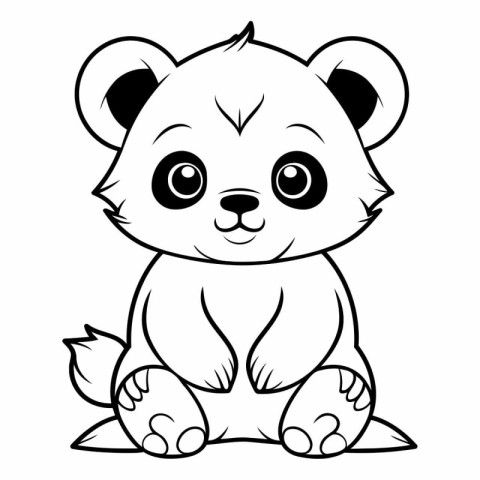 Black and White Cartoon Illustration of Cute Panda Animal Charac