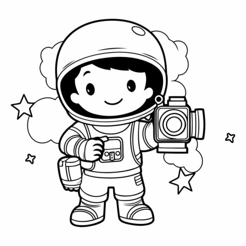 Coloring book for children: Astronaut in space suit.