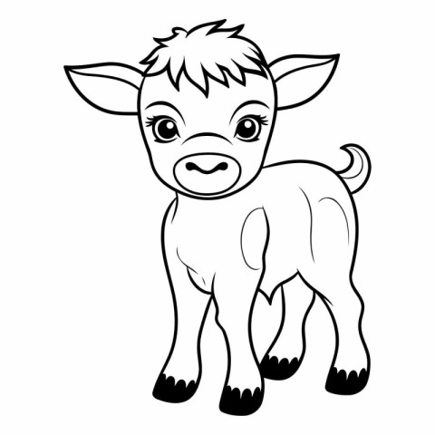 Coloring Page Outline Of Cute Baby Cow Cartoon Vector Illustrati