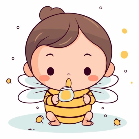 Illustration of a Cute Little Baby Boy in Bee Costume.